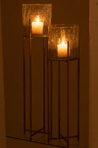 Hurricane Sofia Craquelure Glass/Stainless Steel Gold Large