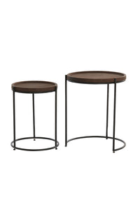 Side table S/2 45,5x35,5+53x45,5 cm JAIRO lthr d.brwn+blck