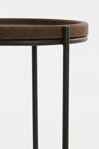 Side table S/2 45,5x35,5+53x45,5 cm JAIRO lthr d.brwn+blck