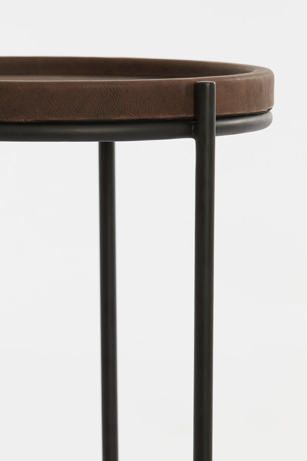 Side table S/2 45,5x35,5+53x45,5 cm JAIRO lthr d.brwn+blck