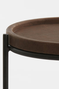 Side table S/2 45,5x35,5+53x45,5 cm JAIRO lthr d.brwn+blck