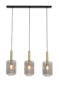 Hanging lamp 3L 100x22x32 cm LEKAR ant. bronze+smoked glass