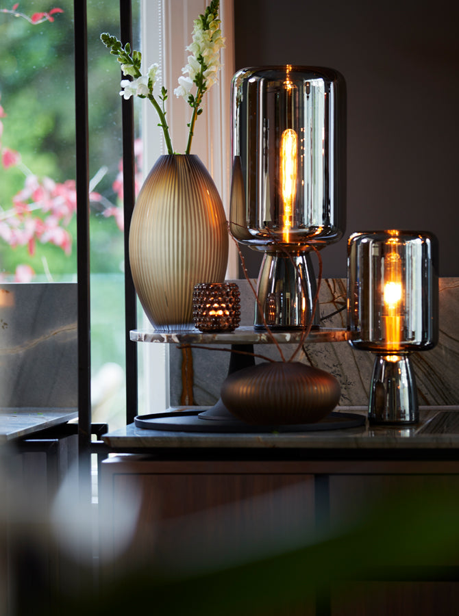 Table lamp 21x45 cm LOTTA smoked glass+gold