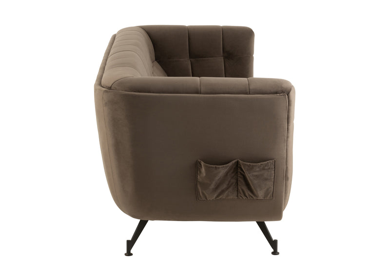 Lounge Seat 3-Person Textile/Wood/Metal Dark Grey J-Line