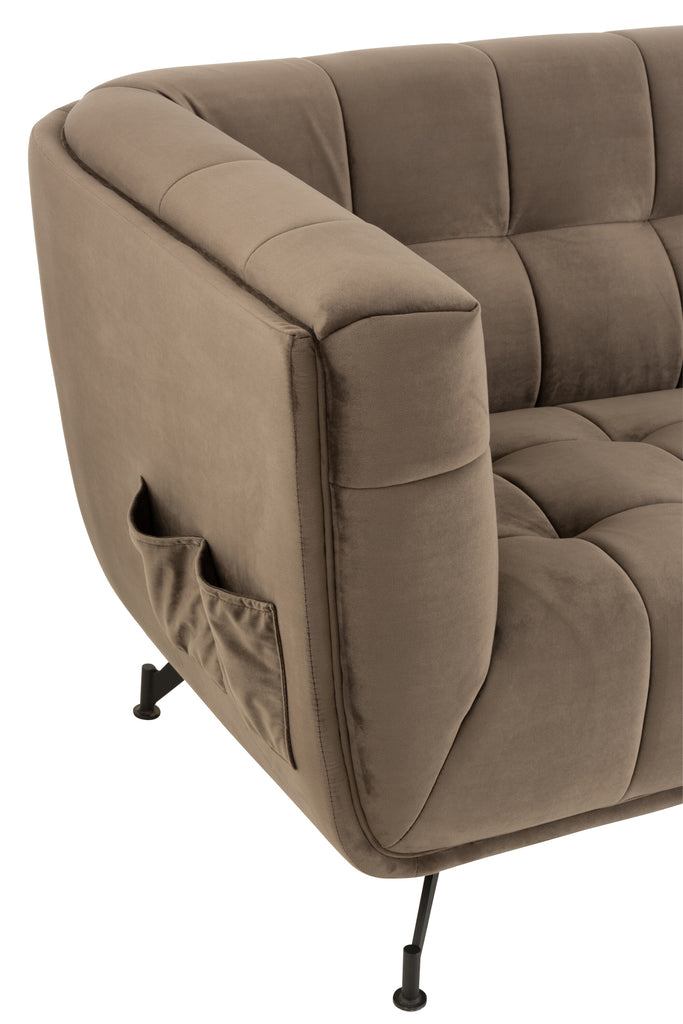 Lounge Seat 3-Person Textile/Wood/Metal Dark Grey J-Line