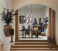 Hanging lamp 30 cm MAGDALA glass light grey+gold
