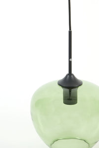 Hanging lamp 23x18 cm MAYSON glass green+matt black