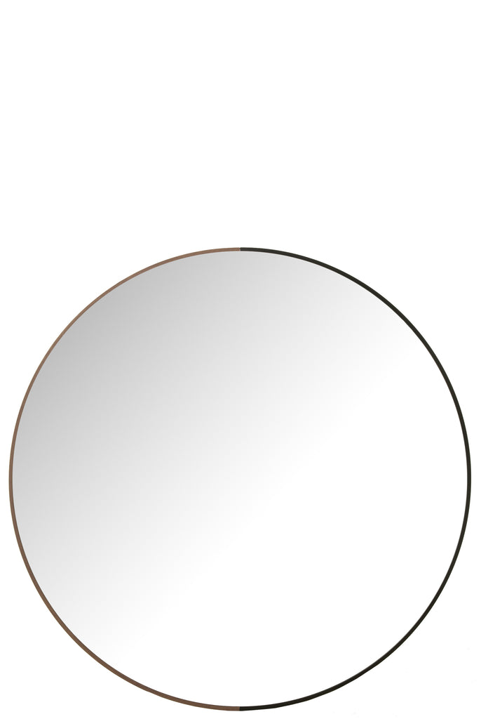 Mirror Round Metal/Wood Black Large