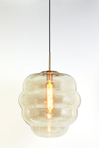 Hanging lamp 45x48 cm MISTY glass amber+gold