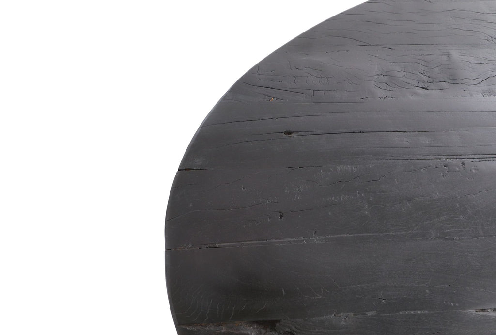 Ovaal tafelblad - 180x100x5/5.5 cm - Zwart - Gerecycled mangohout