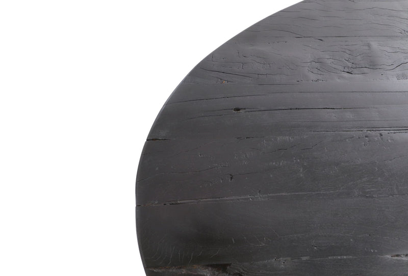 Ovaal tafelblad - 180x100x5/5.5 cm - Zwart - Gerecycled mangohout