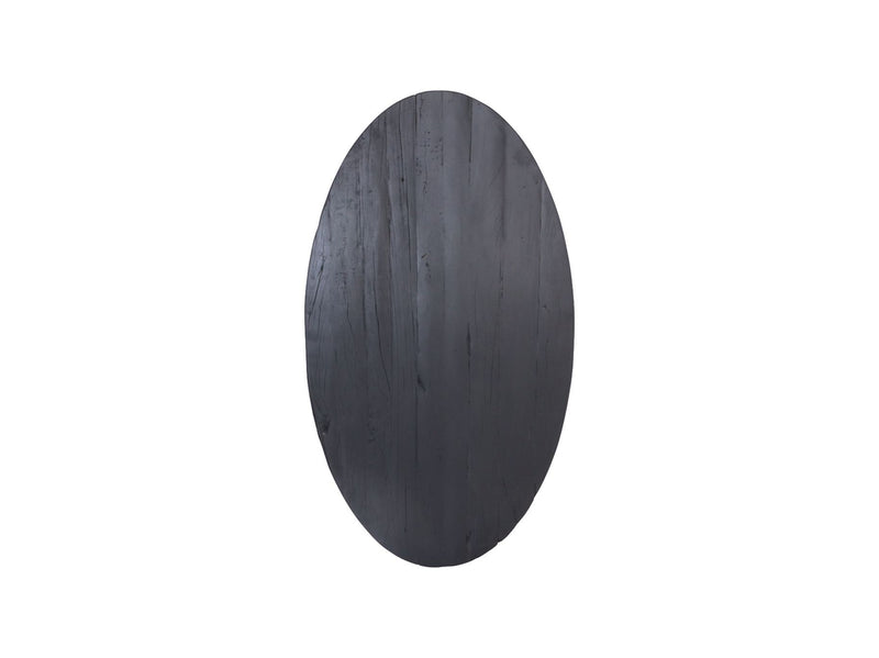 Ovaal tafelblad - 180x100x5/5.5 cm - Zwart - Gerecycled mangohout