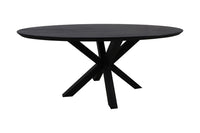 Ovale eettafel Zurich - 180x100x76 - Zwart - Acaciahout/metaal