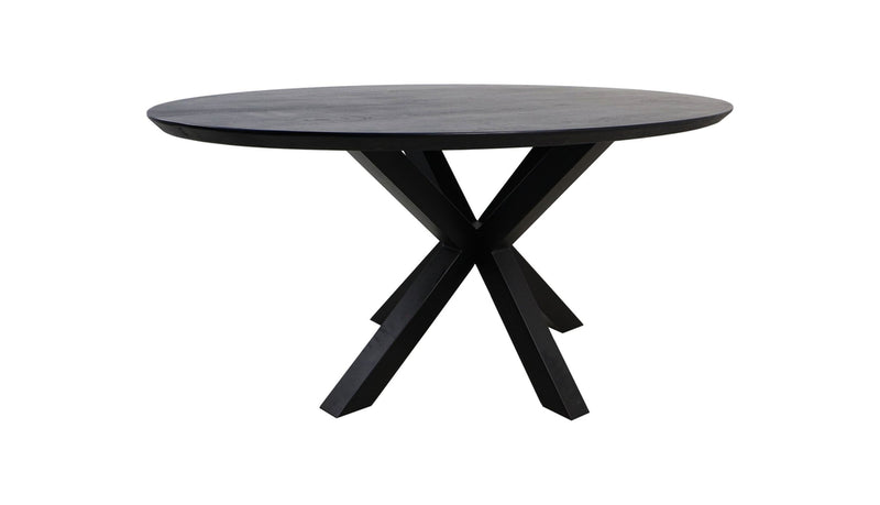Ovale eettafel Zurich - 180x100x76 - Zwart - Acaciahout/metaal