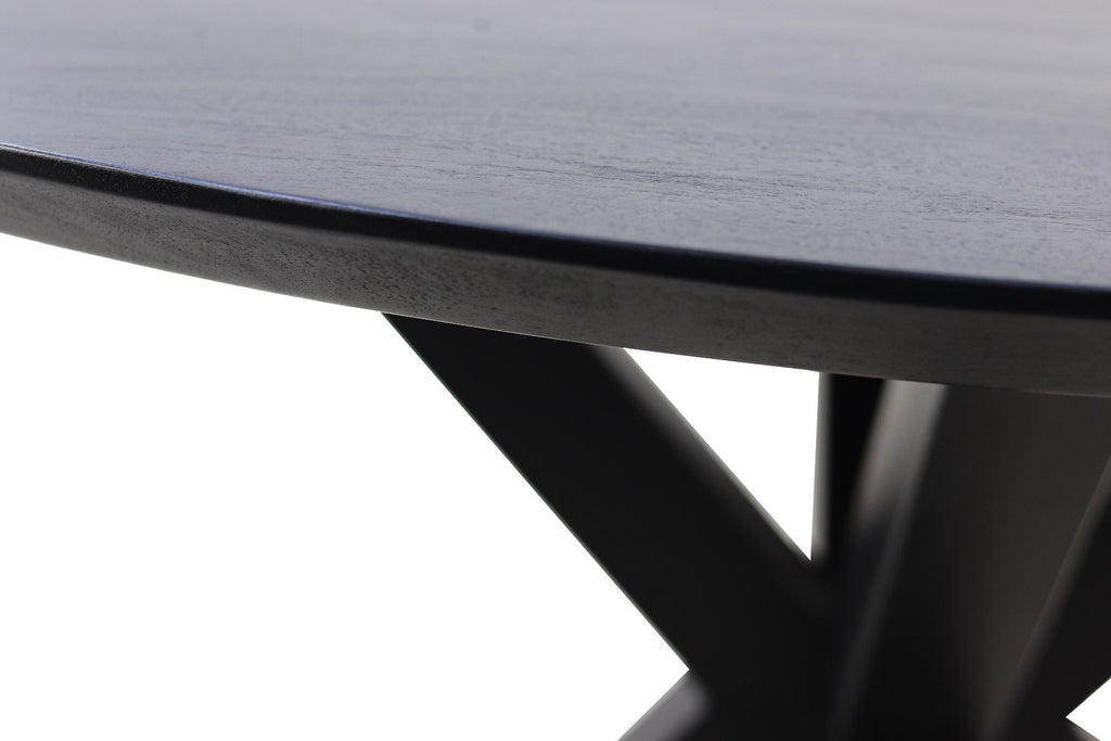 Ovale eettafel Zurich - 180x100x76 - Zwart - Acaciahout/metaal