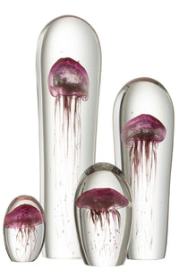 Paperweight Jellyfish Glass Bordeaux Extralarge