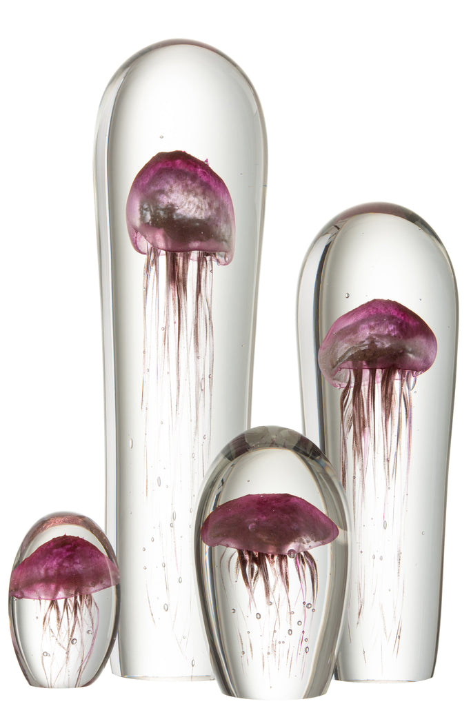 Paperweight Jellyfish Glass Bordeaux Extralarge