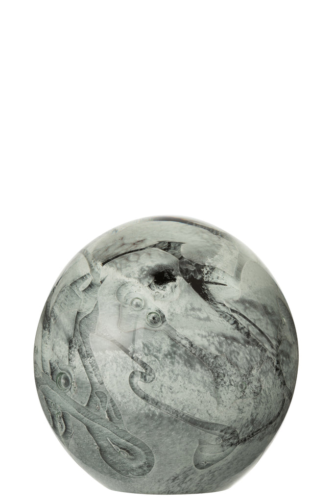 Paperweight Mix Stripes Glass White/Grey Large