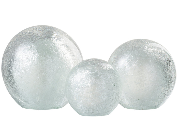 Paperweight Flakes Glass Silver/Transparent Large
