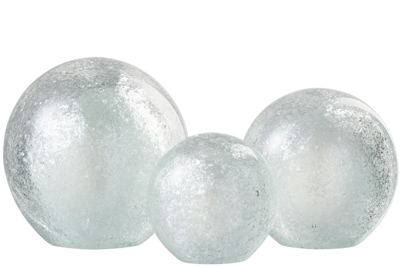 Paperweight Flakes Glass Silver/Transparent Large