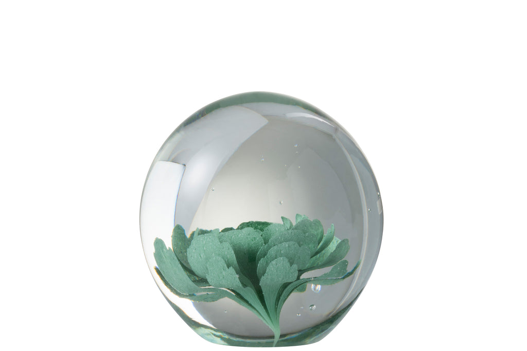 Paperweight Flower Glass Mint Medium