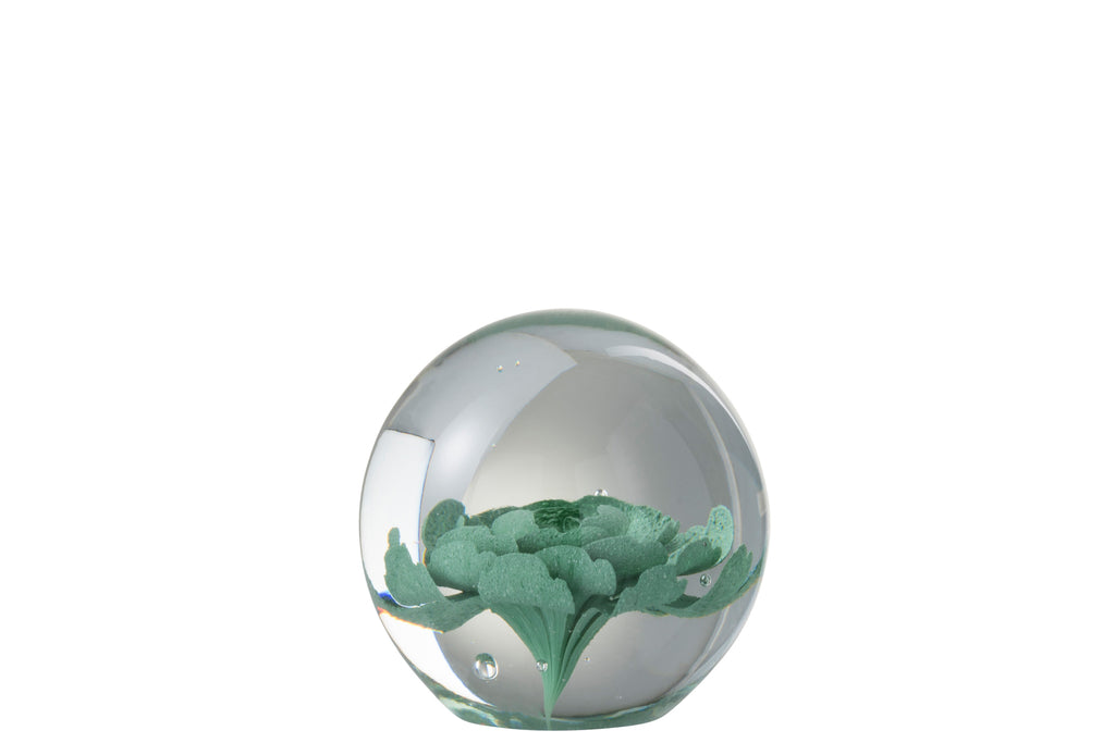 Paperweight Flower Glass Mint Small