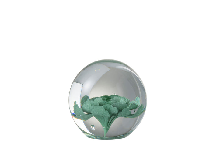 Paperweight Flower Glass Mint Small