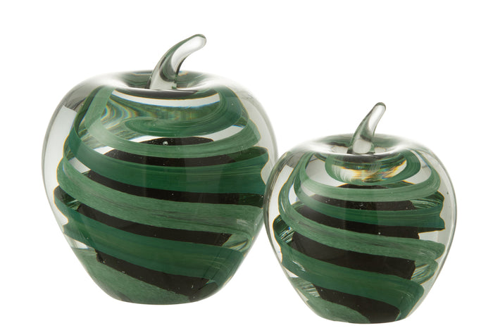 Paperweight Apple Glass Green Large