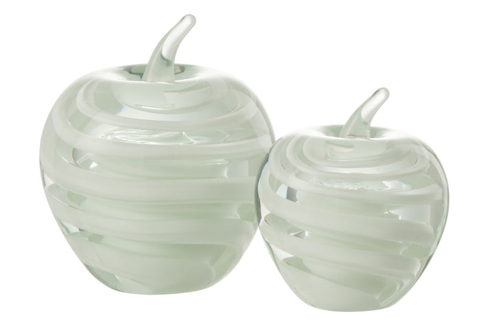 Paperweight Apple Glass White Large