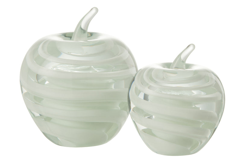 Paperweight Apple Glass White Large