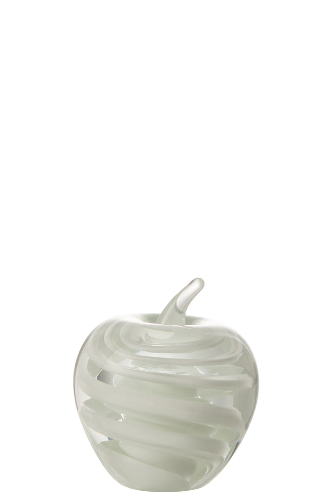 Paperweight Apple Glass White Small