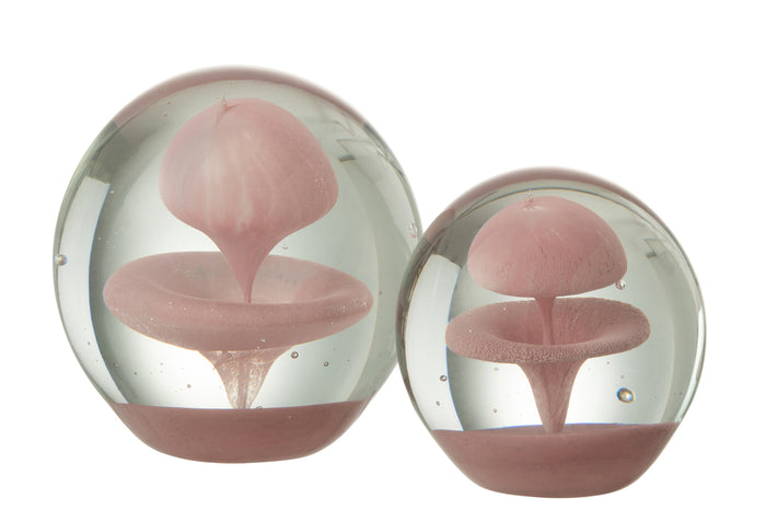 Paperweight Bubble Glass Pink Large
