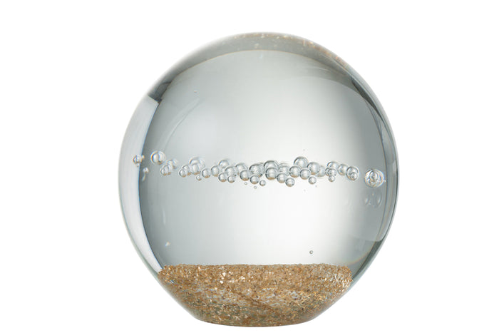Paperweight Bubbles Glass Gold/Transparent Large