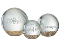 Paperweight Bubbles Glass Gold/Transparent Large