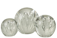 Paperweight Bubbles Glass White Large