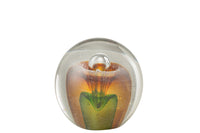 Paperweight Drop Glass Amber/Green Large