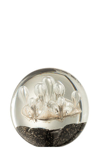 Paperweight Fireworks Gold/Black Glass Large