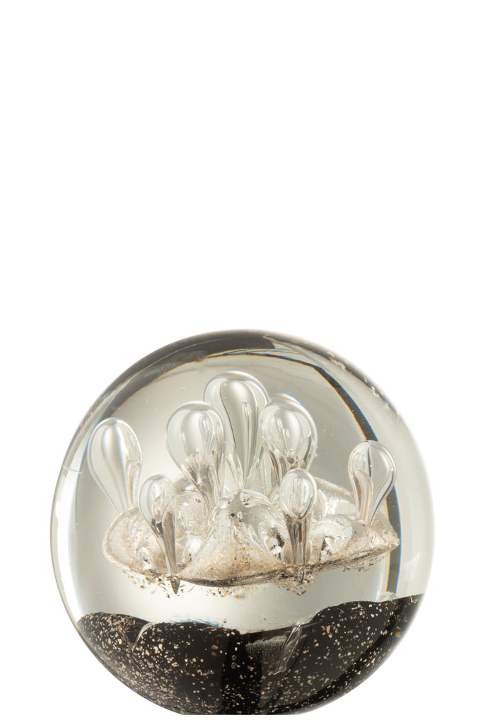 Paperweight Fireworks Gold/Black Glass Large