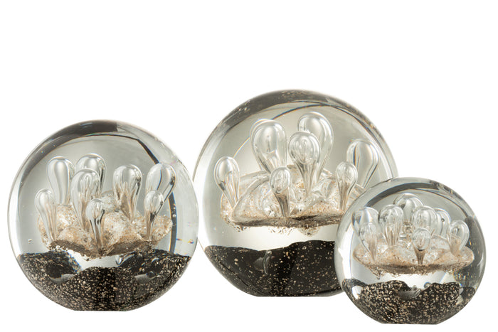 Paperweight Fireworks Gold/Black Glass Large