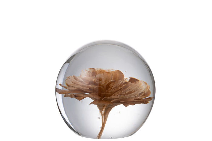 Paperweight Flower Glass Brown Large