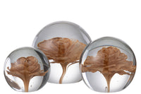 Paperweight Flower Glass Brown Large