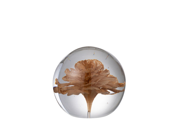 Paperweight Flower Glass Brown Medium