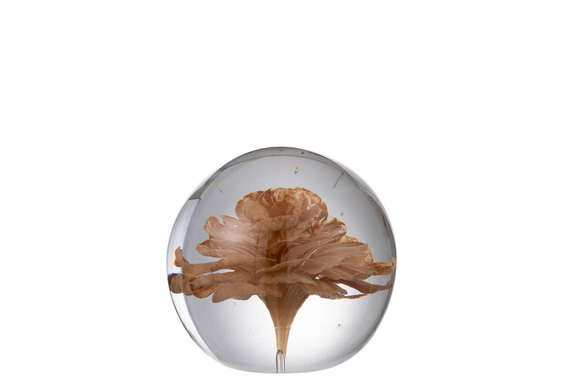 Paperweight Flower Glass Brown Medium