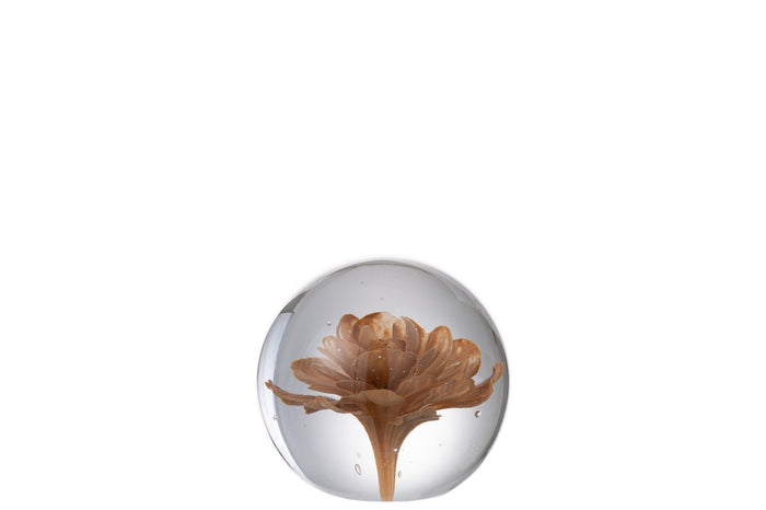 Paperweight Flower Glass Brown Small