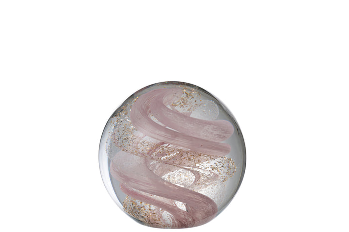Paperweight Garland Glass Gold/Pink/White Large
