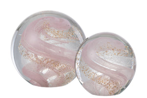 Paperweight Garland Glass Gold/Pink/White Large