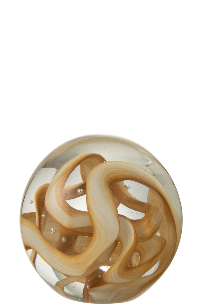Paperweight Garland Glass Brown Large