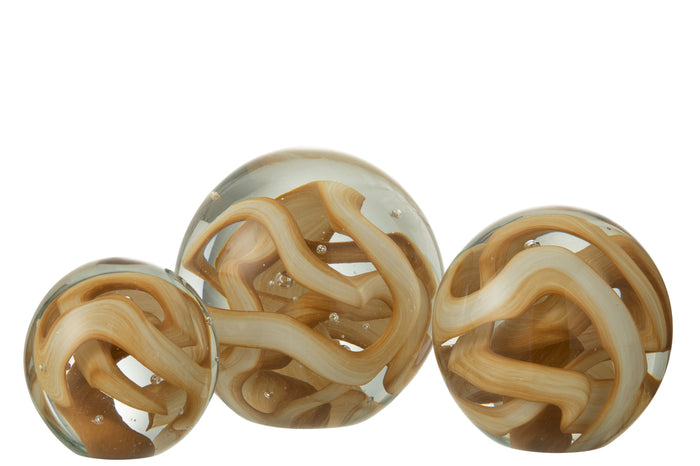 Paperweight Garland Glass Brown Large