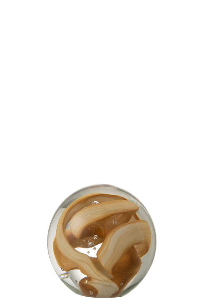 Paperweight Garland Glass Brown Small