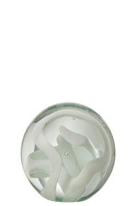 Paperweight Garland Glass White Medium